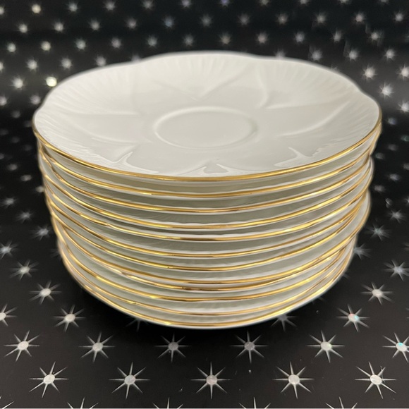 Fine Bone China Shelley England White Saucers Set of 12 - Picture 1 of 8